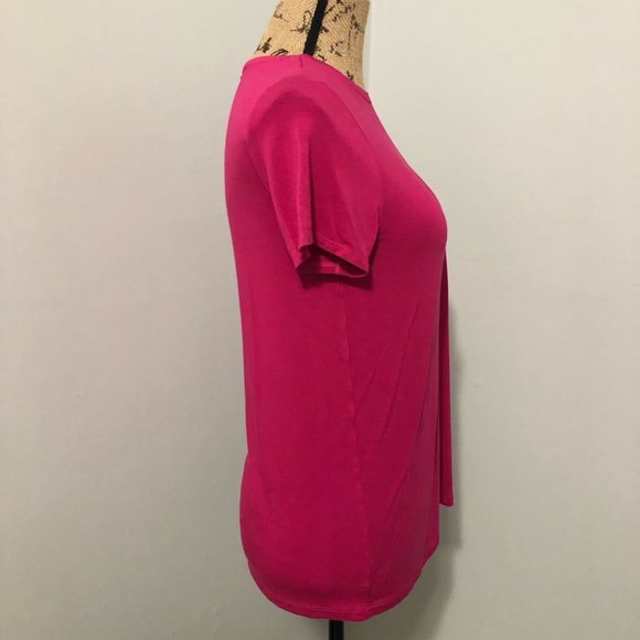 {Tahari} Pink Cut Out Short Sleeve Tee - Picture 3 of 6
